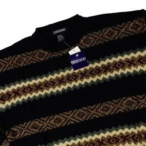 Jantzen Vintage Knit Cotton Sweater Geometric Striped Textured Y2K 90's New NWT